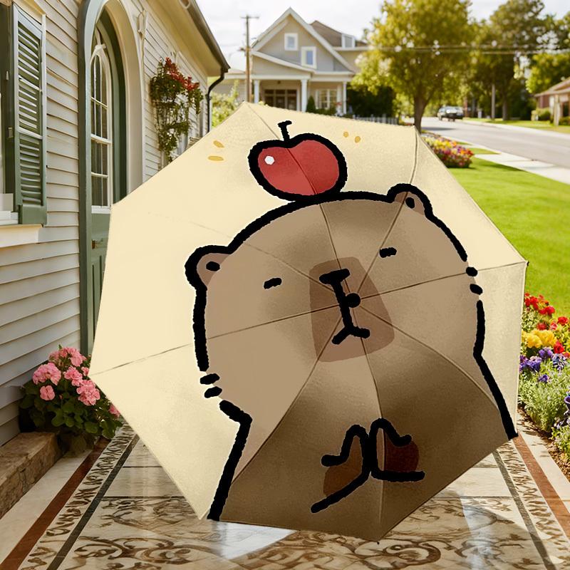 Apple-Topped Bear Day Adventure: Discover Our Lightweight, Durable Umbrella - Perfect for Outdoor Enthusiasts and Travelers Alike 028