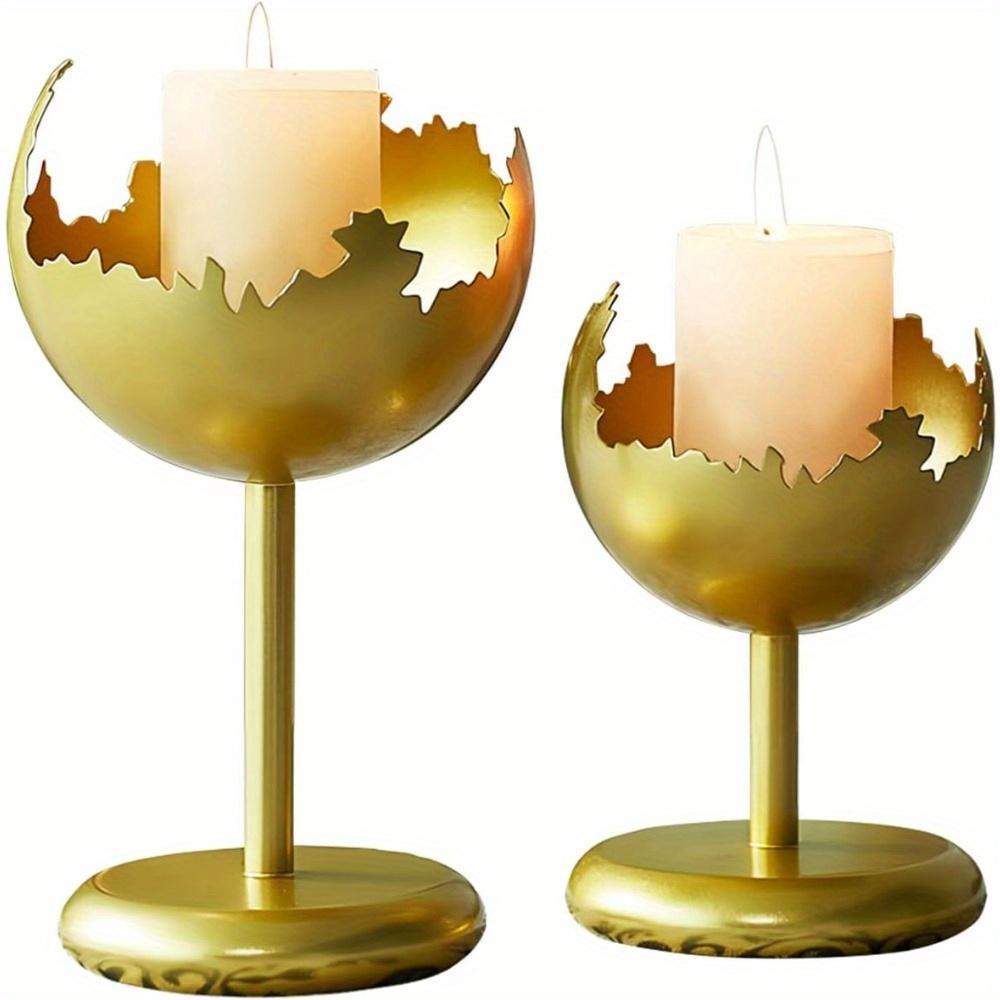 

2Pcs Modern Black Ornamental Candleholder - Metal Candle Holders Modern House Decor, Table Top Suitable for Use with Short золотой