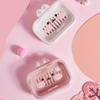 1PC Portable Cartoon Soap Box with Lid - Transparent Cartoon Rabbit Design, Double Drain Soap Holder