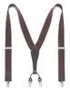 HISDERN Brown Wide Gift Box Elastic Belt with 6 Secure Popular Men's Y-Shaped Suspenders, 35mm, Stylish, Included, Clips, Gift, Y-03
