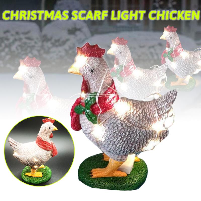 

PDTO освещает курицу с шарфом, скульптура, садовая лужайка, уличный светодиодный рождественский орнамент