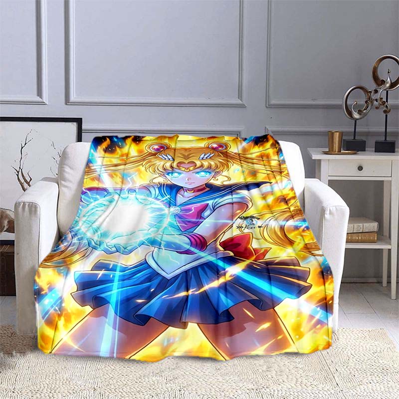 

3D Printed Sailor Moon Warm Children s Plush Blanket, Fun Sofa Bed Flannel Cover 75x90cm