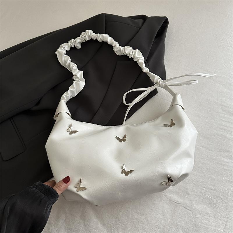 Fashion pleated butterfly underarm bag women s 2025 autumn trend versatile shoulder bag simple large-capacity women s bag белый 3298₽