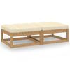 Garden Footrest with Cushions Set of 2 Solid Pine Wood