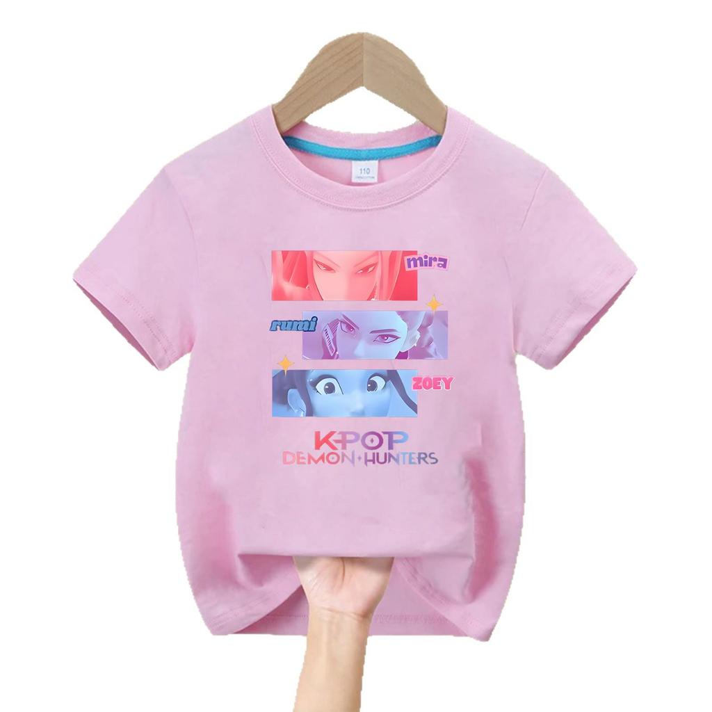 Demon Hunter Squad Kids Anime Print Casual Short Sleeve T-shirt
