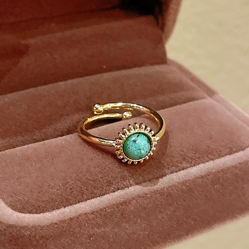 Vintage Maillard Tiger's Eye Irregular Geometric Ring Index Finger Ring Personality Jewelry Women