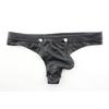 Sexy Men'S Panties Exotic Button U Bulge Pouch Cock Ring Man Briefs Low Waist Pu Faux Leather T-Back Thong Lingerie Panties