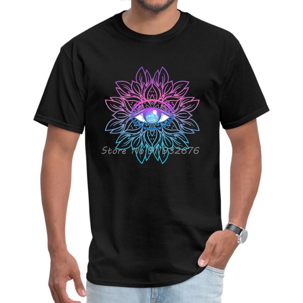 Rainbow Eye Mandala Slim Fit Labor Day Mma O Neck Men's Tees Summer T-Shirts Men Cotton Tees S