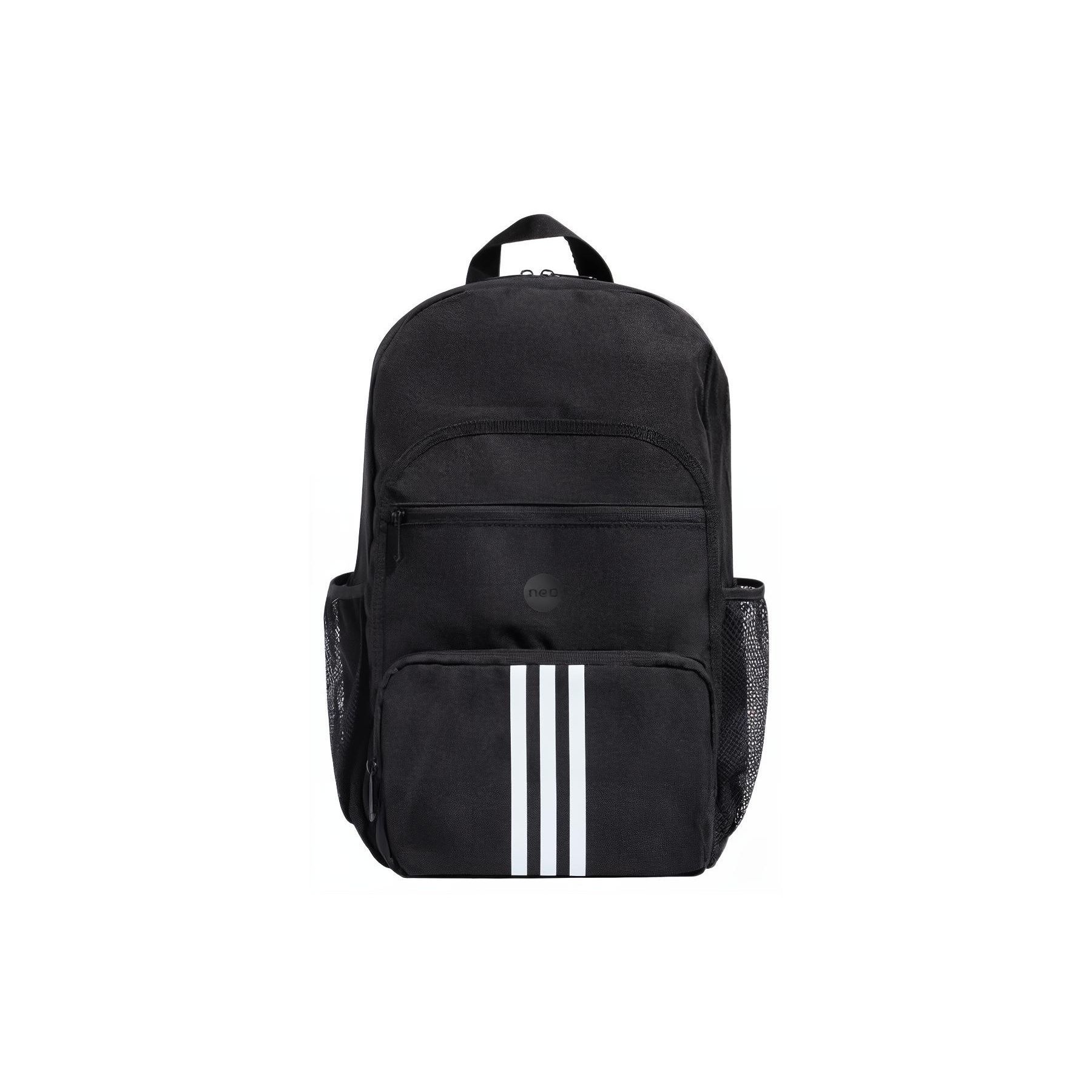 Adidas Neo Striped Decorative Casual Fashion Color Block Zipper Backpack Unisex Backpack Black IB5224 Black