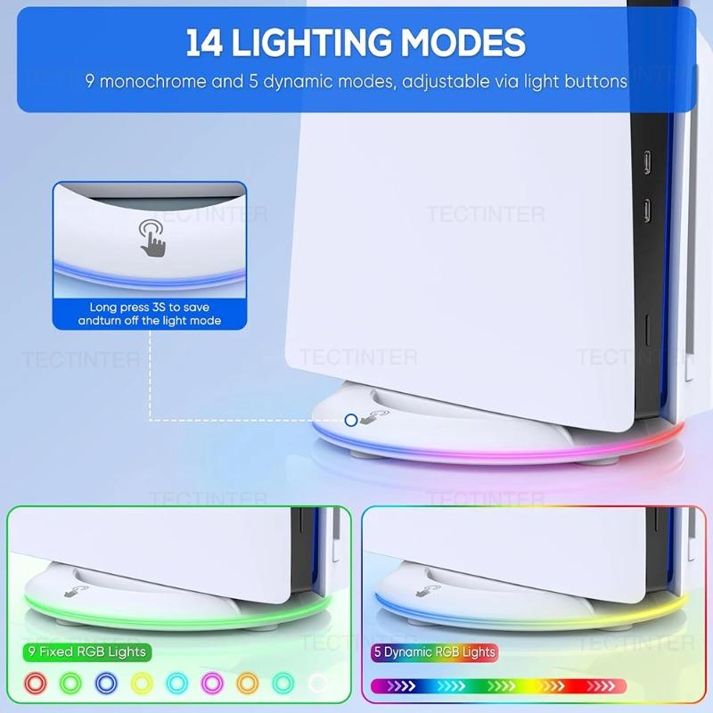 RGB Vertical Cooling Stand for PlayStation PS5 Slim Disc/Digital Edition Console Anti-Slip Base Bracket Holder Game Accessories