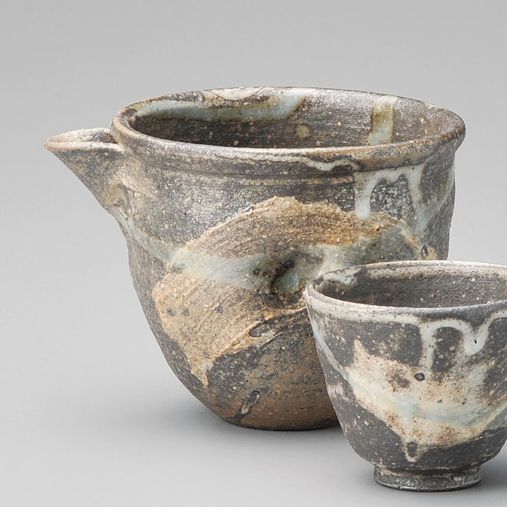 

Токкури и Очоко Саке Бутылка и Диаметр х х Высота Матовая Мино Холодное Саке Подходит для Холодного Саке Але-нет Набор, (Саке чашка) Набор, 12.8 9.9 8.6см, серый