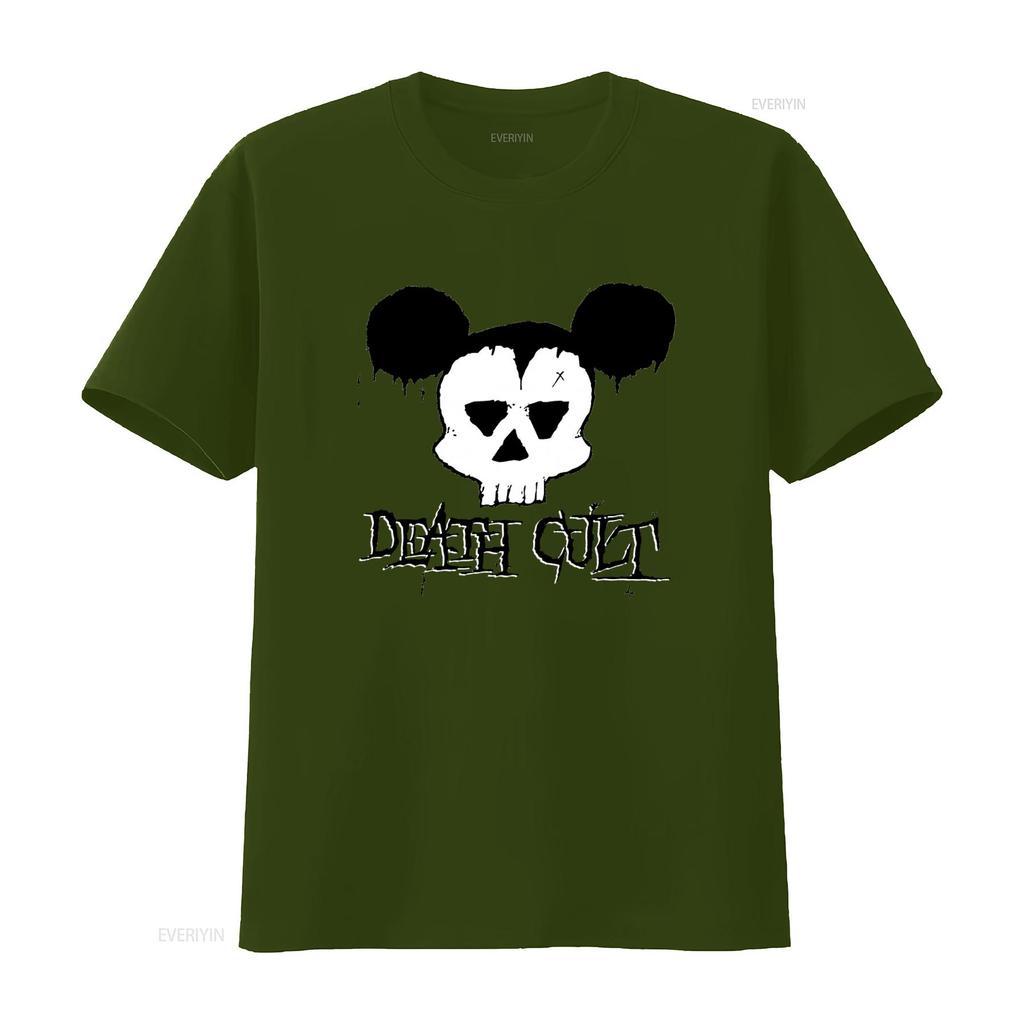 Death Cult Gothic T Shirt Postpunk Darkwave Style with Skull Design Unique Streetwear for Men and Women vintage Washed