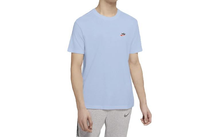 Nike T Shirts Men s Sky Blue Crew Neck Moderate Straight Fit CK2384-407 XL