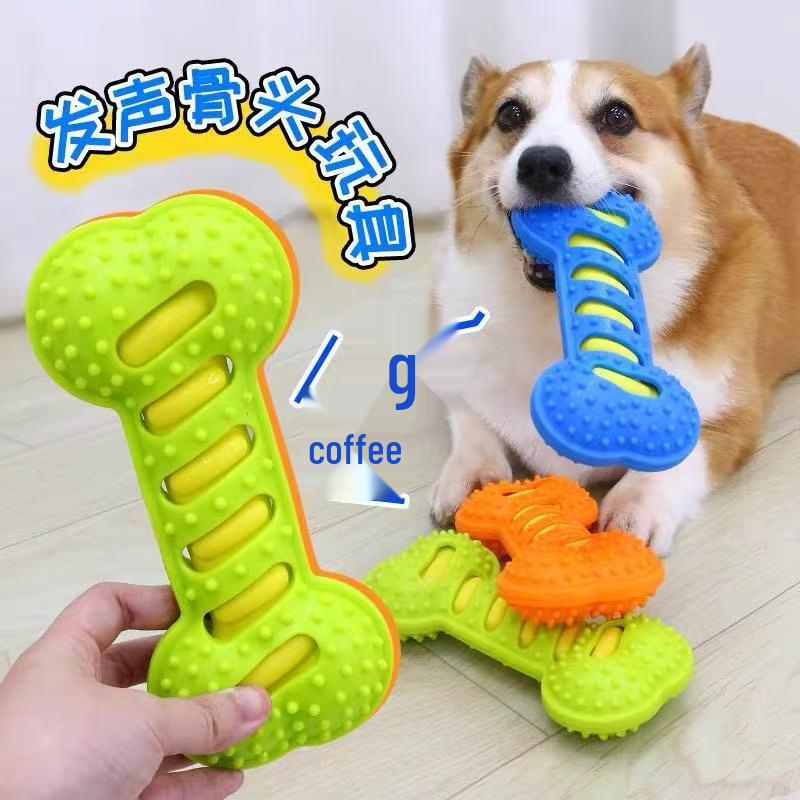 Durable Double-Layer Rubber Bone Toy for Large Dogs – Bite Resistant, Molar-Friendly, Self-Play Boredom Relief with Sound