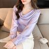 Autumn Shirts for Women's Shirts for Designs with Niche Temperament and Beautiful Purple Tops