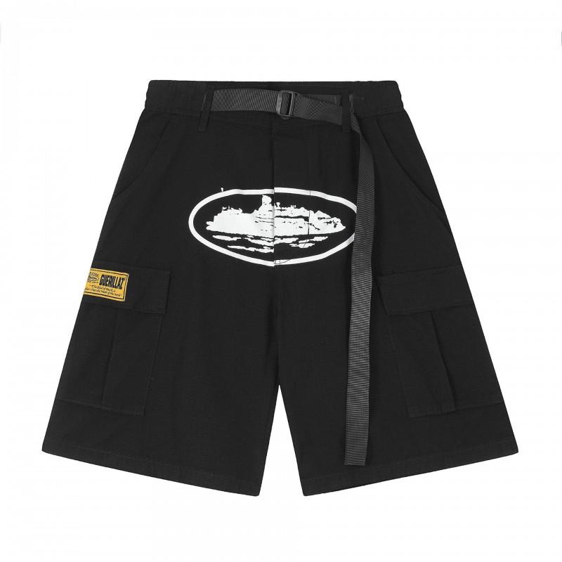 Corteiz Streetwear Short Pants Men Women Alcatraz Ship Print Loose Fit Cotton Shorts