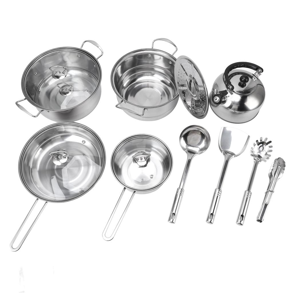 Cookware Set Stainless Steel Rustproof Stick Proof Thickened Pots Pans Set for Home Kitchen Restaura