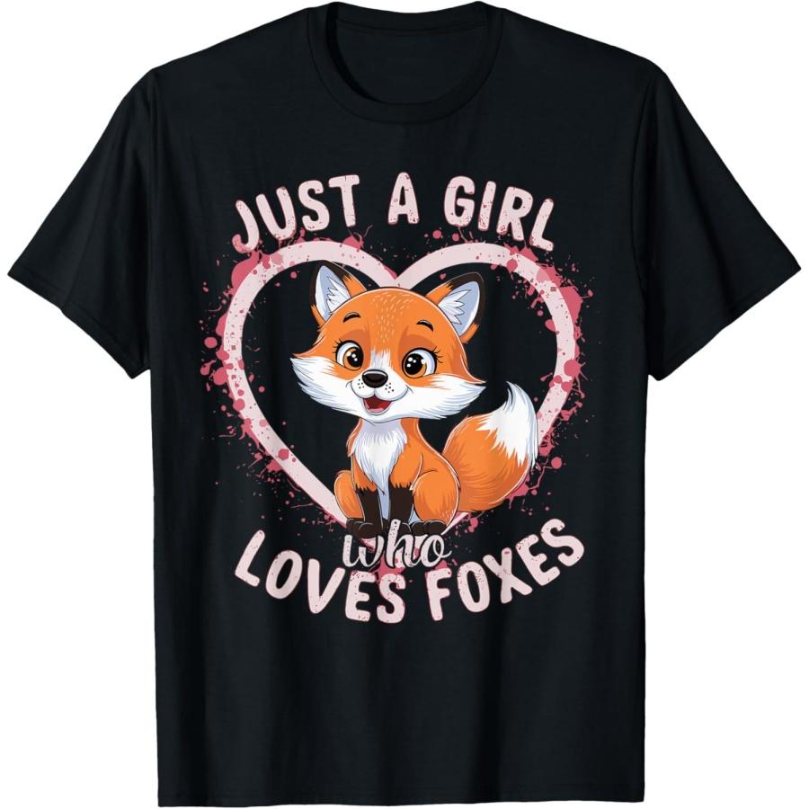 Just a Girl Who Loves Foxes Cute Fox T-Shirt XXXXXL чёрный