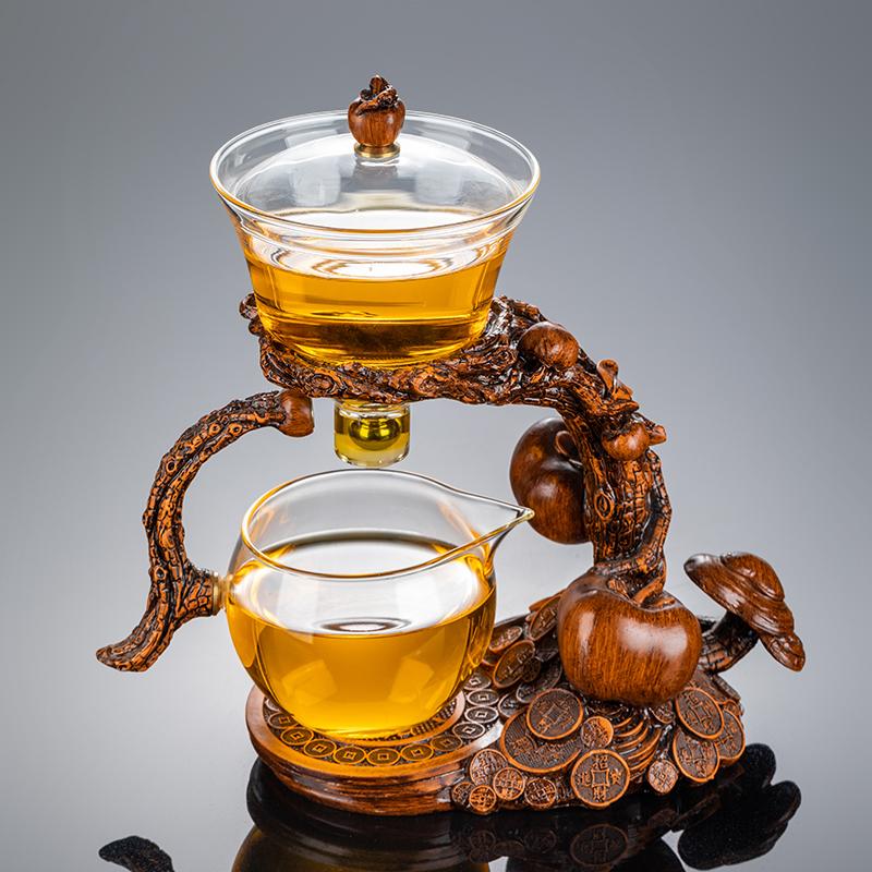 

1 Набір магнітного лінивого чайного сервізу - Автоматичний скляний чайник Хурма, Чашка для чаю, Чайниця, Чайний піднос Ідеальний подарунок для любителів чаю