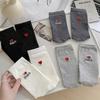 White Socks Pure Cotton Stacking Socks Heel Embroidered Love Letters Spring And Autumn Thin Cotton Medium Tube Socks