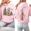 Women's Christmas Print Hooded Sweatshirt Lightweight Long Sleeve Pullover for Holiday