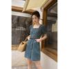 Mishow Women's Denim Dress 2023 Summer New Fashion Vintage Square Collar Puff Sleeve Commuter Loose A-line MXC35L1444