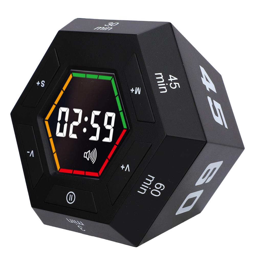 Timer Cube Hexagon Digital Display Count Up Countdown Magnetic Flip Timer for Study Kitchen Work