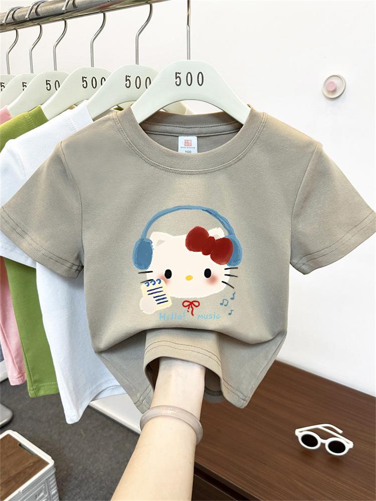 Kids Summer Cotton Cartoon T Shirt Loose Short Sleeve Round Neck Top For Boys And Girls