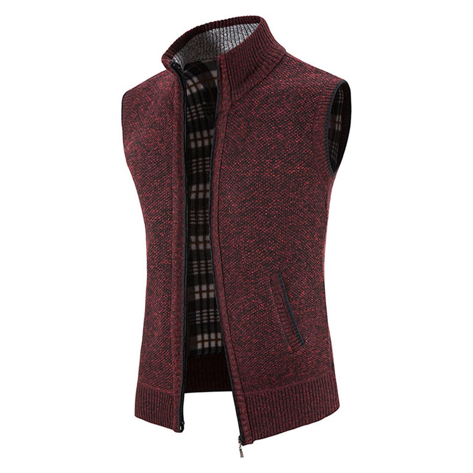 

Men Sleeveless Knit Sweater Casual Trendy Slim Fit Vest Tops Classic Business Cardigan Knitwear Gilet Waistcoat XL