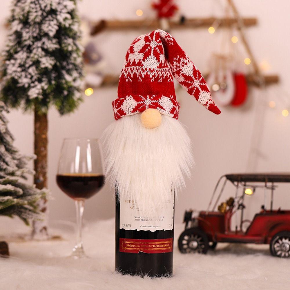 2pcs Reusable Faceless Doll Champagne Bottle Cover Cartoon Christmas Bottle Cover New Year Decor