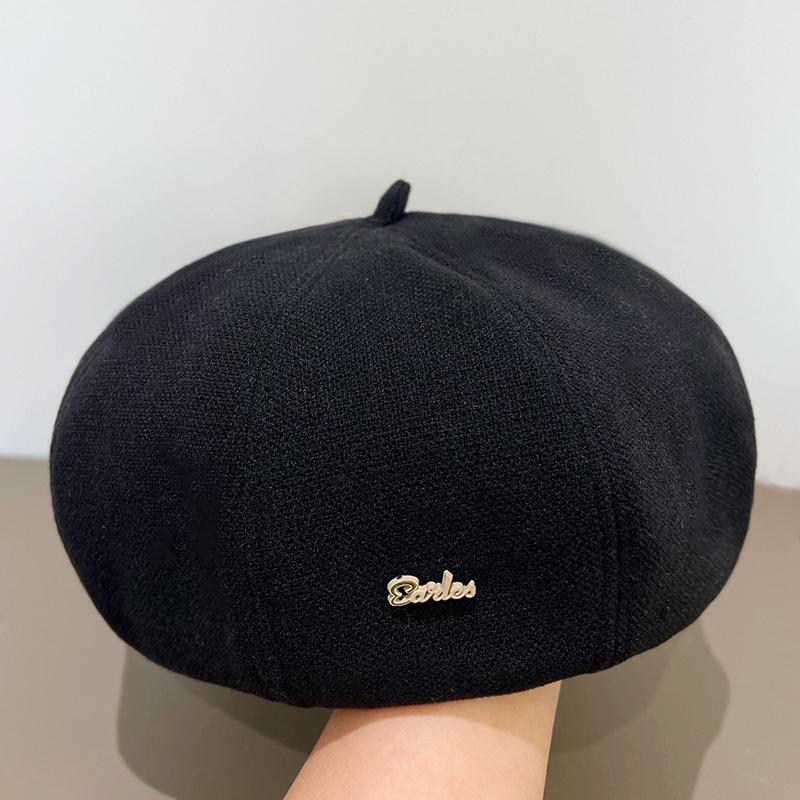 Black Beret Versatile Face Showing Little Beret Painter Female Autumn Korean Hat Big Head Circumference Ins Trendy Hat