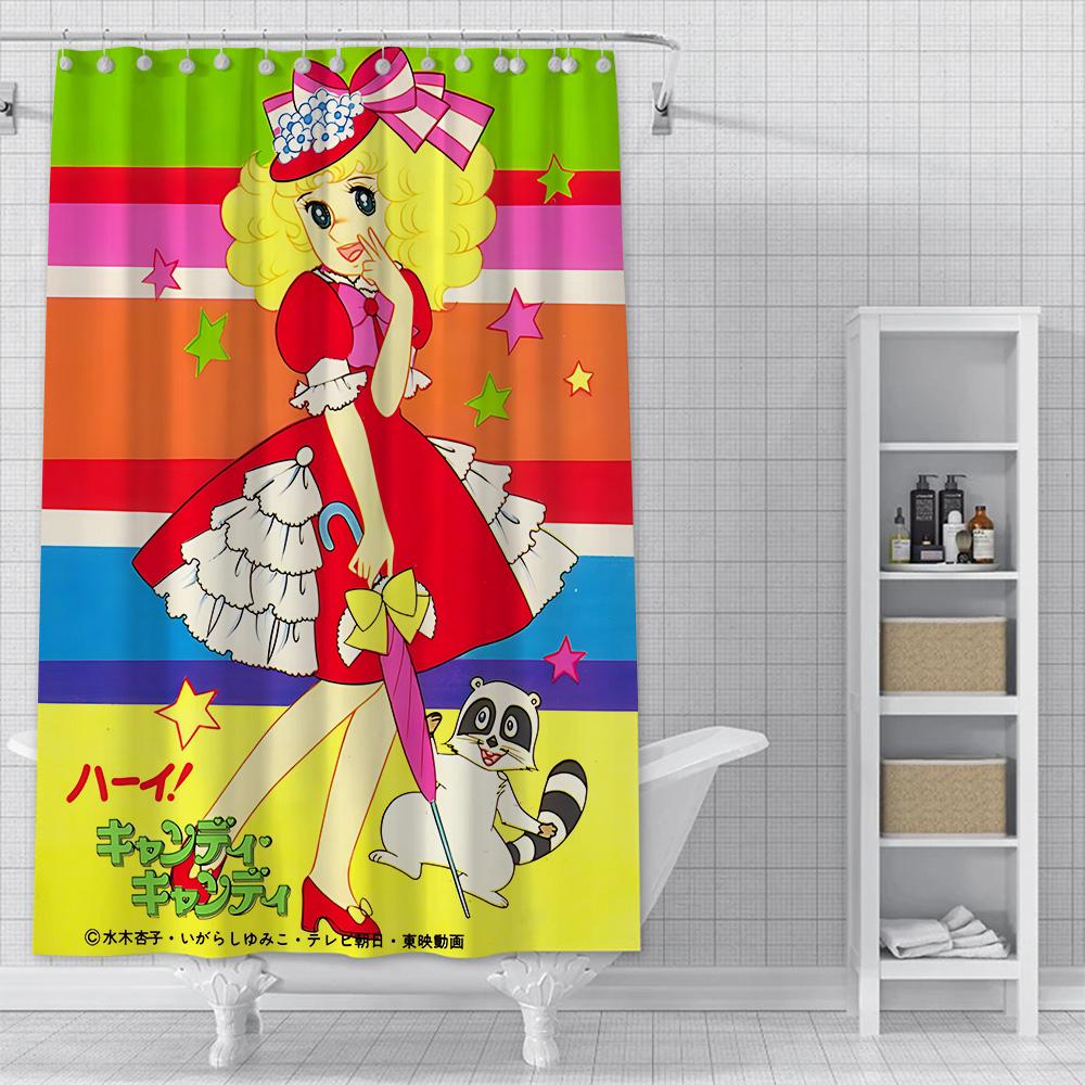 

Shower Curtain Waterproof Polyester Fabric Paint Colorful Bath Curtains Candy Candy Home Bathroom Decor Curtain With Hook YL90x180cm