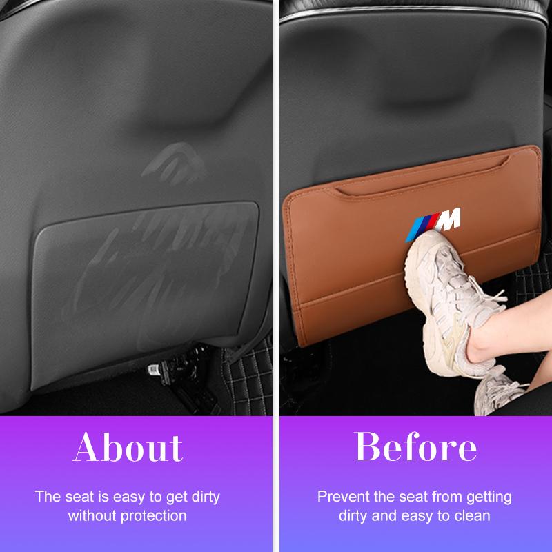 LKCW9 PU leather Car Seat Anti Kick Pad For BMW M M3 M4 M5 E46 E90 E92 F15 F20 F07 F40 F30 G30 G01 G02 G05 Protect Cover Storage Bag