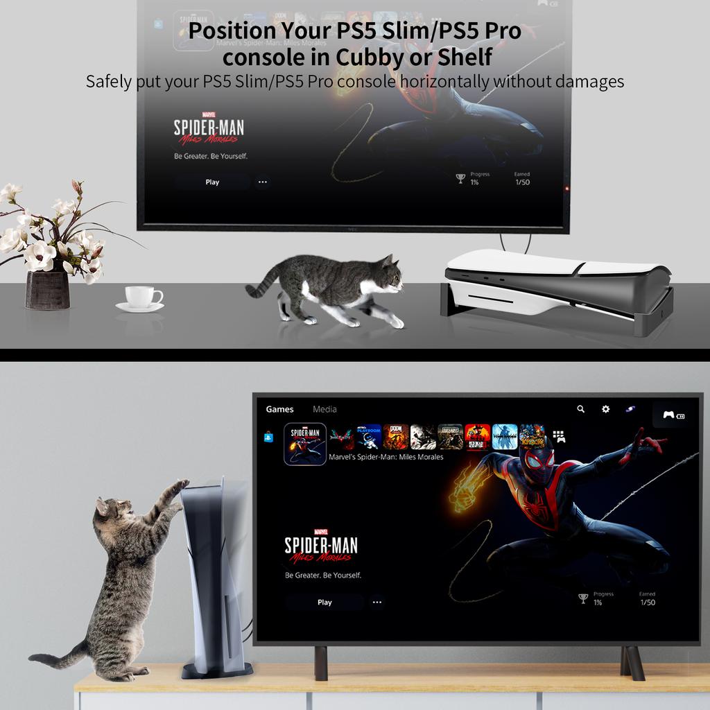 Game Stand for Sony PS5 Slim / Pro Console Playstation Play Station Horizontal Support Base Holder Cradle Gaming Accessories Kit