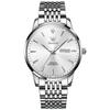 OLEVS Top Brand Silver Black Luxury Men's Automatic Mechanical Watches Stainless Steel Sports Waterproof Watch Reloj Hombre