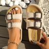 One-word Slippers Versatile Casual Drag Huge Good-looking Thick-bottomed Rhinestone Cool Slippers Women's 2025 Summer and Autumn New Super Hot Fashion