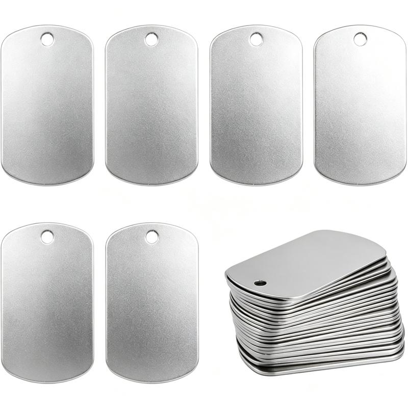 8Pcs Engraving Blank Tags Blank Stamped Dog Tags (Silver) Army Dog Tags Blank Military Dog Tags For Laser Engraving Blank Id Tag