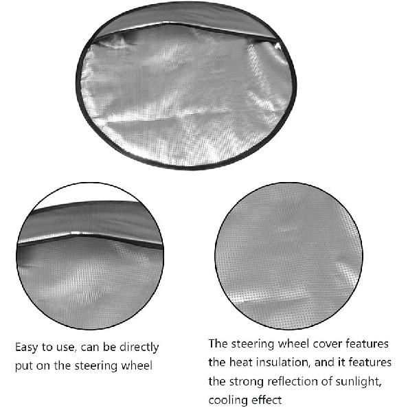 Steering Wheel Sun Shade Cover, Steering Wheel Sun Block Anti-Heat Aluminum Foil Steering Wheel Cover Steering Wheel Sun Heat Shield for SUV Truck