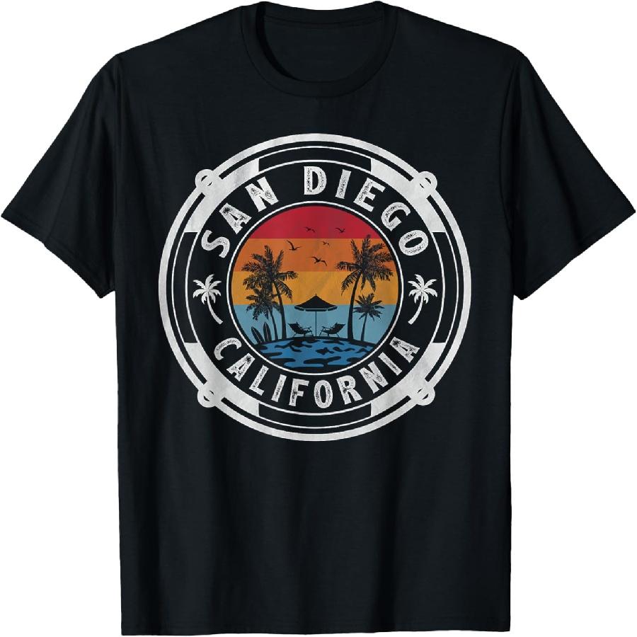 San Diego Beach California Summer Vacation Vintage Sunset T-Shirt S