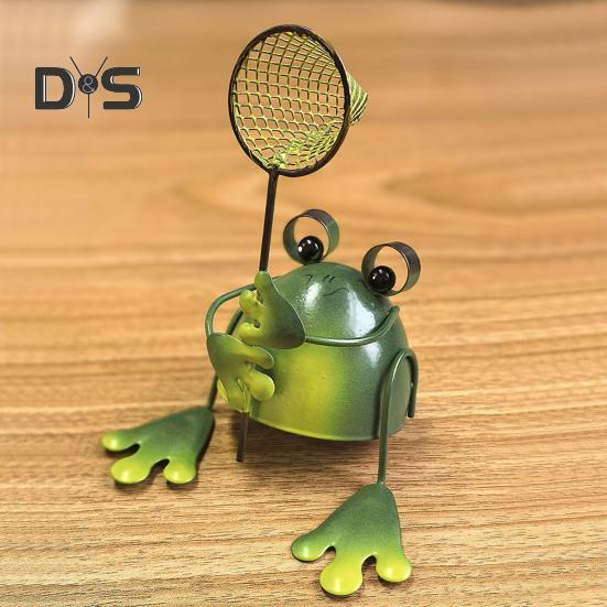 Frosch-Gartenstatue, handgefertigt, Eisenfrosch-Ornament, Sammler-Froschfigur für Terrasse, Balkon, Heimdekoration, Büro, Schreibtisch