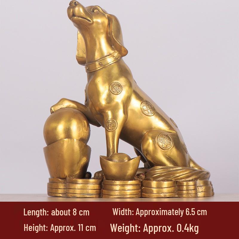 Gold Ingot Zodiac Dog Ornament for Home and Living Room