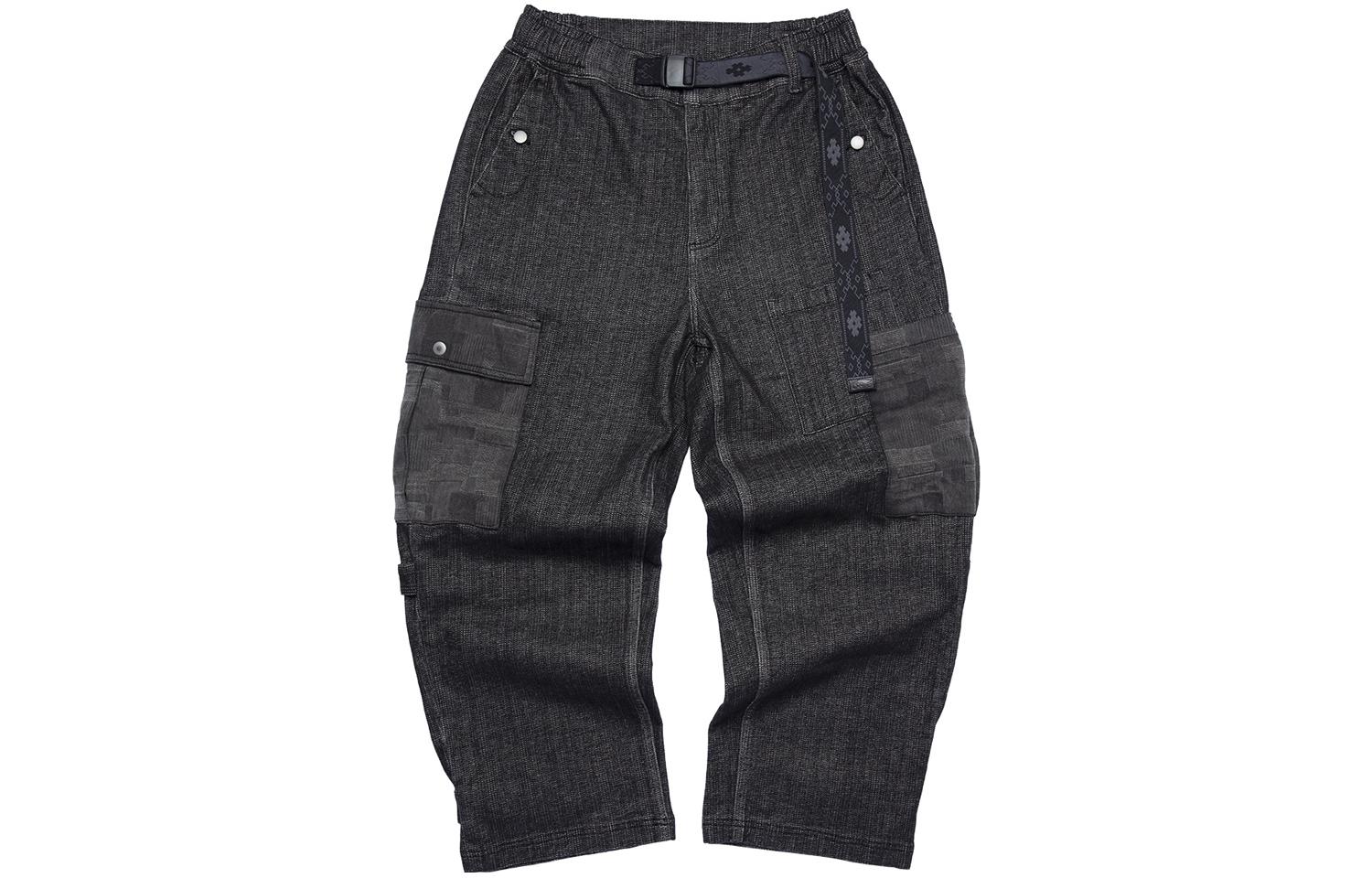 Li Ning Jeans Men s Black Denim Moderate Straight Fit Pants AJQS351-2 M