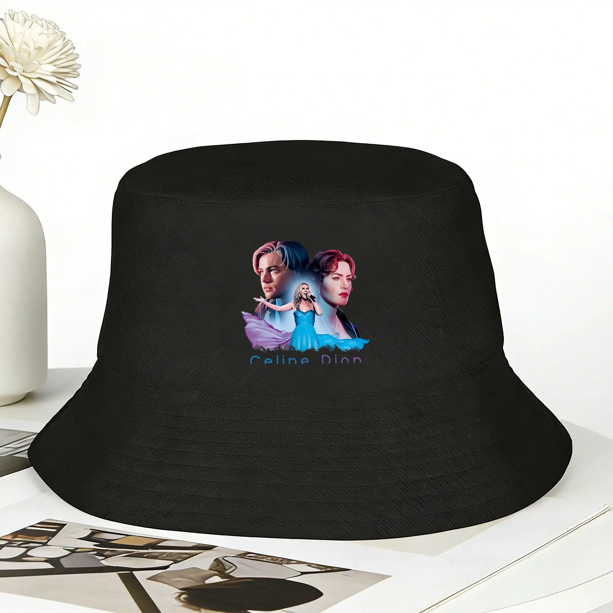 Unisex Celine Dion Bucket Hat  Foldable Fisherman Hats Summer Retro Fishing Caps Outdoor Custom Diy Sun Hat One Size