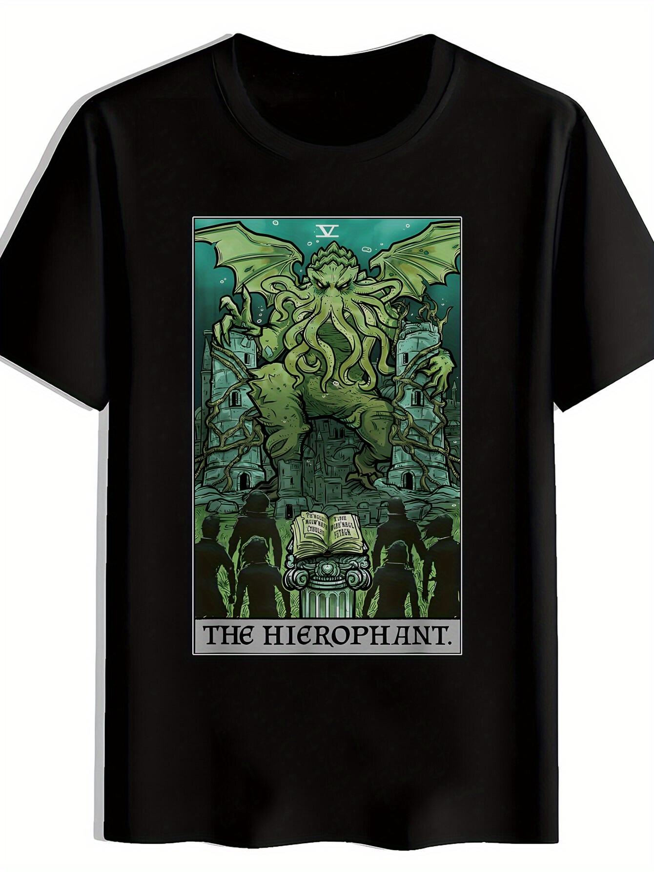 

Best Selling Men s Pattern T-Shirt - Black Lovecraft-style Cthulhu Tentacle Horror Design T-Shirt - Round-neck Summer Men Shirt 4XL