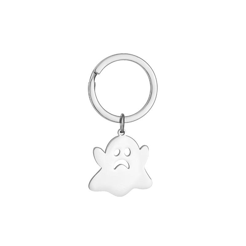 Cute Ghost Stainless Steel Keychain Cartoon Halloween Style Fashion Best Friend Pendant Practical Student Gift
