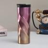 500ml Twisted Swirl 304 Stainless Steel Travel Tumbler, Double Wall Vacuum Insulated Coffee Mug with Flip Lid