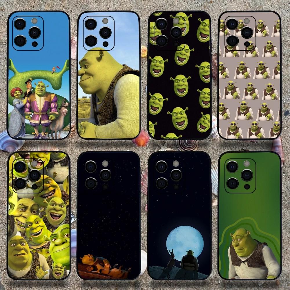 Vtipný kreslený obal na telefon S-Shreks Movi pro Apple iPhone 15,14,13,12,11,Pro,X,XS,Max,XR,Plus,Mini Měkký černý kryt