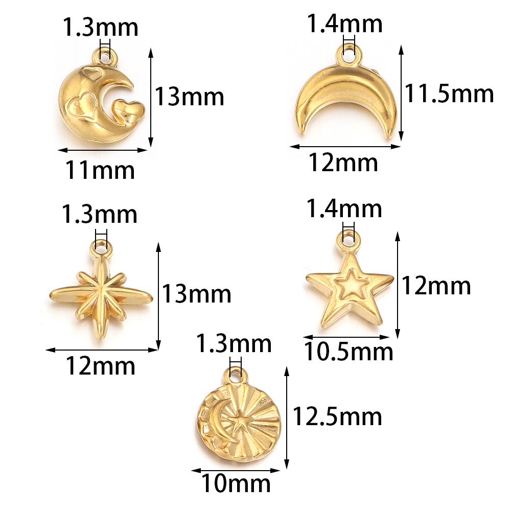 5pcs/lot High Quality Stainless Steel Pendant Star Moon Round Shape Fashion Charms For Jewelry Making DIY Necklace Earrings Gift