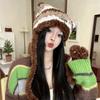 Halloween Cat Ear Hat Knit Y2K Beanie Hat Striped Party Holiday Winter Warm Hat Beanie Theme for Teens