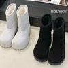 Genuine leather cowhide women's shoes trendy snow boots women's 2025 winter new thickened velvet short tube fashionable versatile warm